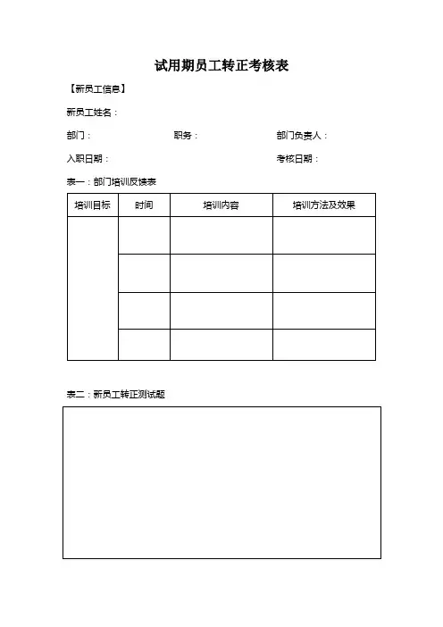试用期员工转正考核表(通用版)