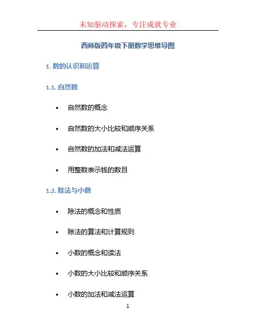 西师版四年级下册数学思维导图