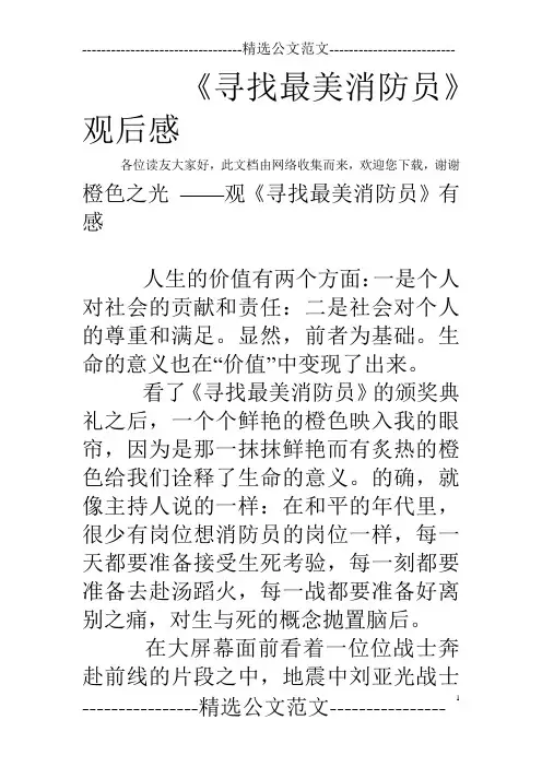 《寻找最美消防员》观后感