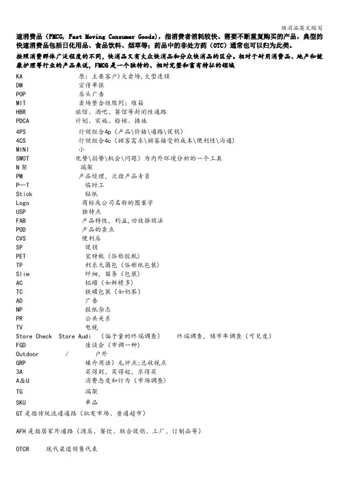 快消品英文缩写