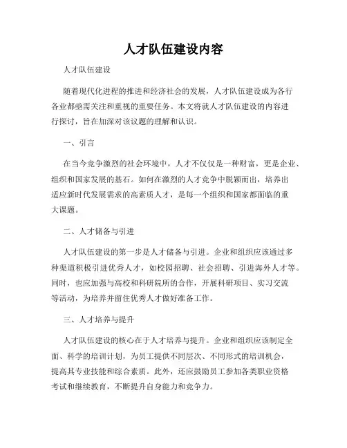 人才队伍建设内容