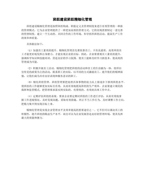 班组建设班组精细化管理