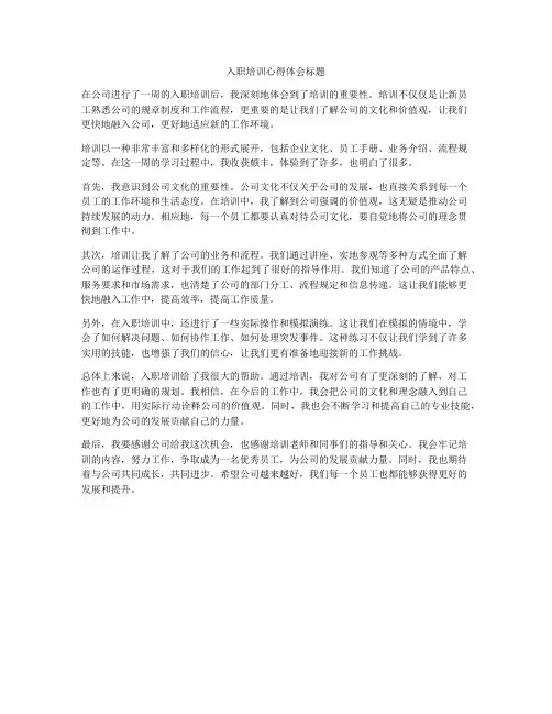 入职培训心得体会标题