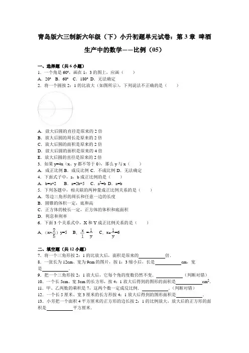 青岛版六年级数学下册 第三单元小升初单元试题(含答案)