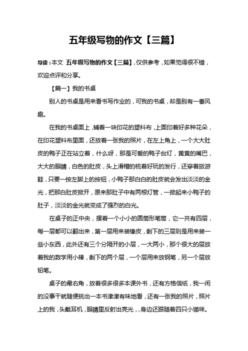 五年级写物的作文【三篇】