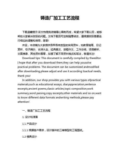 铸造厂加工工艺流程