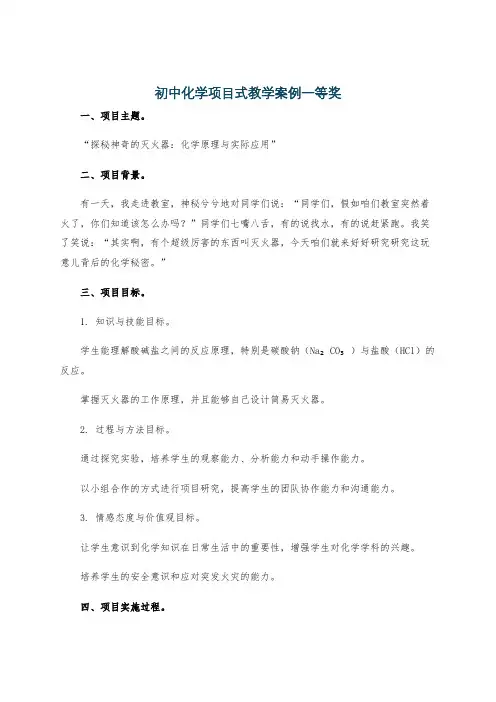 初中化学项目式教学案例一等奖