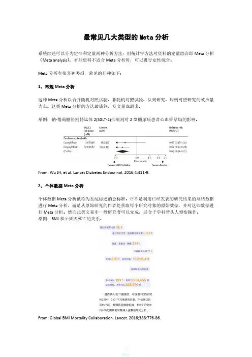 最常见几大类型的Meta分析