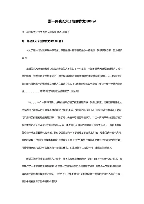 那一刻我长大了优秀作文500字(精选30篇)