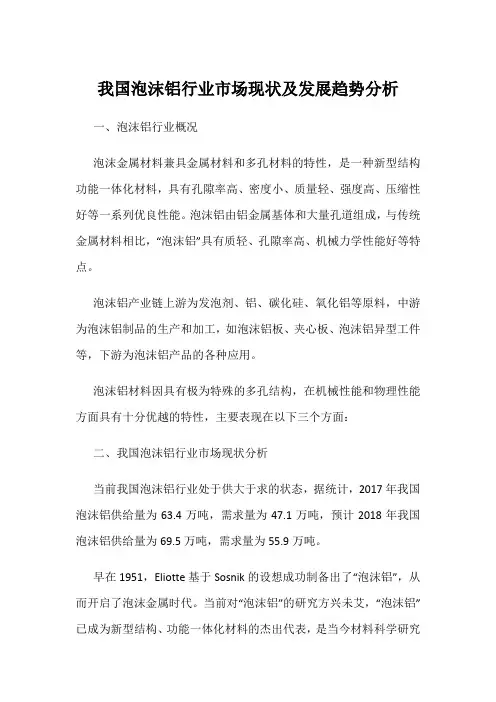 我国泡沫铝行业市场现状及发展趋势分析