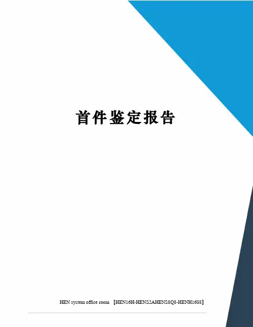 首件鉴定报告完整版