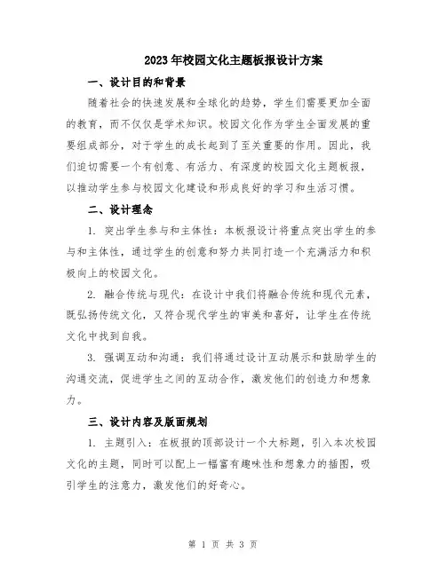 2023年校园文化主题板报设计方案