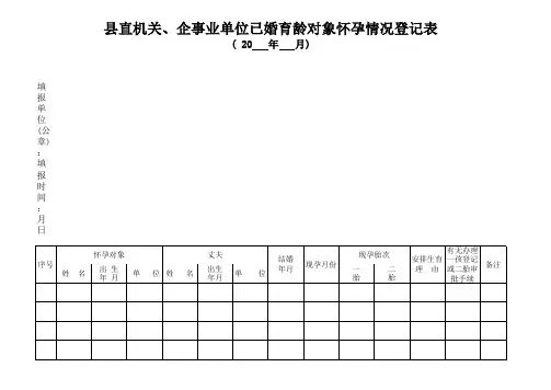 怀孕登记表