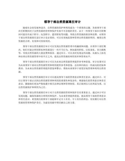 领导干部自然资源离任审计