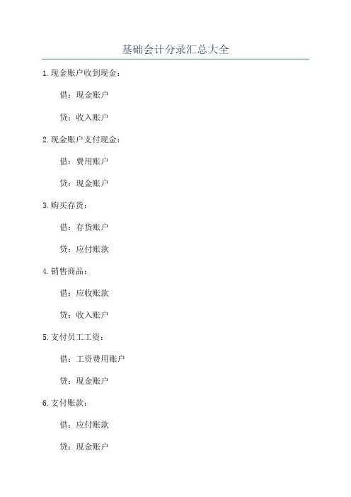 基础会计分录汇总大全