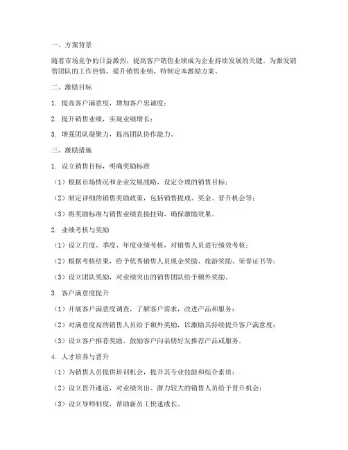 客户销售活动激励方案