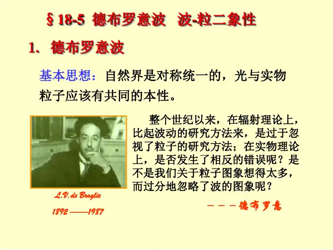 大学物理：18-5  德布罗意波 波粒二象性