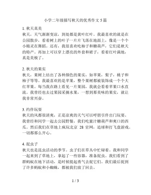 小学二年级描写秋天的优秀作文5篇
