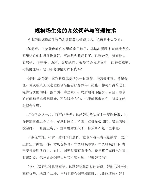 规模场生猪的高效饲养与管理技术
