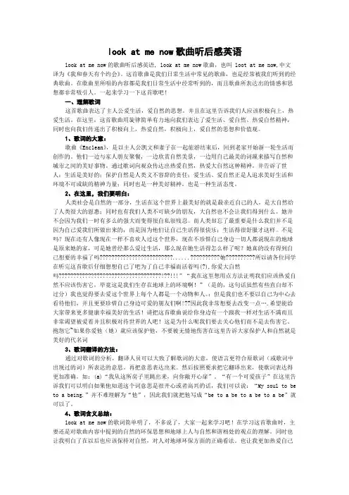 look at me now歌曲听后感英语