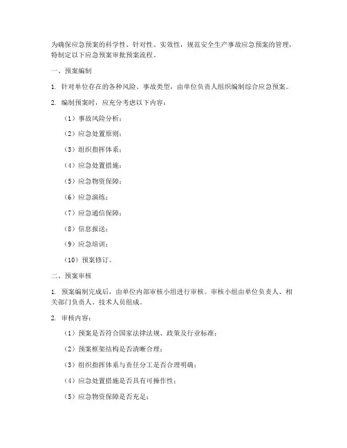 应急预案审批预案流程