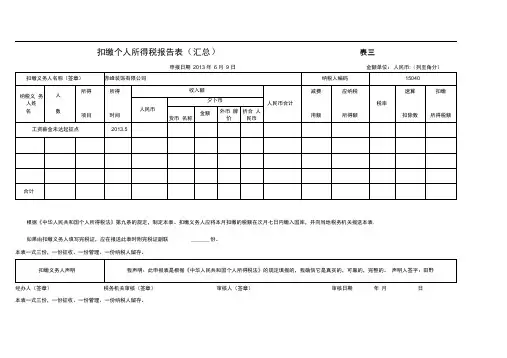 个人所得税报表汇总excel模版下载