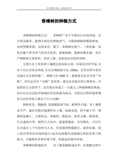 香樟树的种植方式