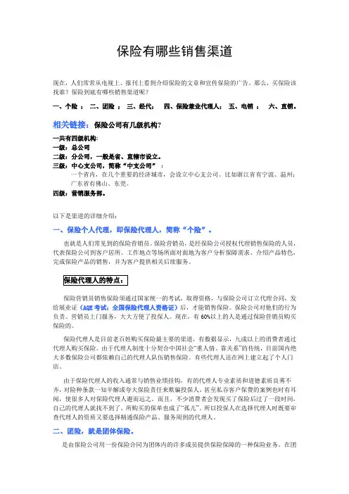 保险业务有哪些渠道
