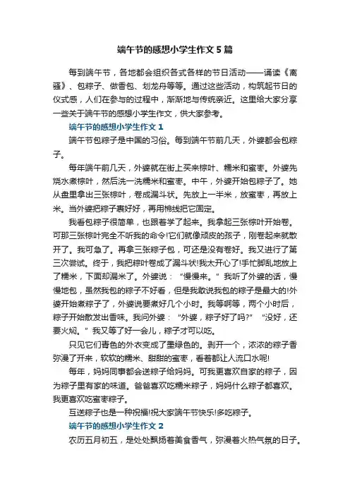 端午节的感想小学生作文5篇