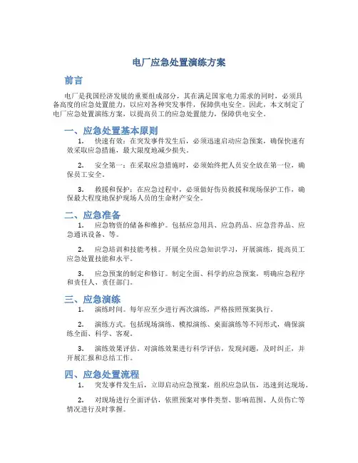 电厂应急处置演练方案