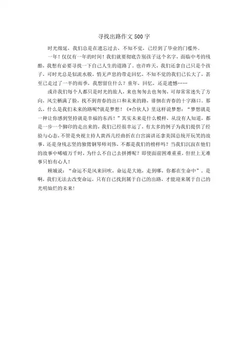 寻找出路作文500字