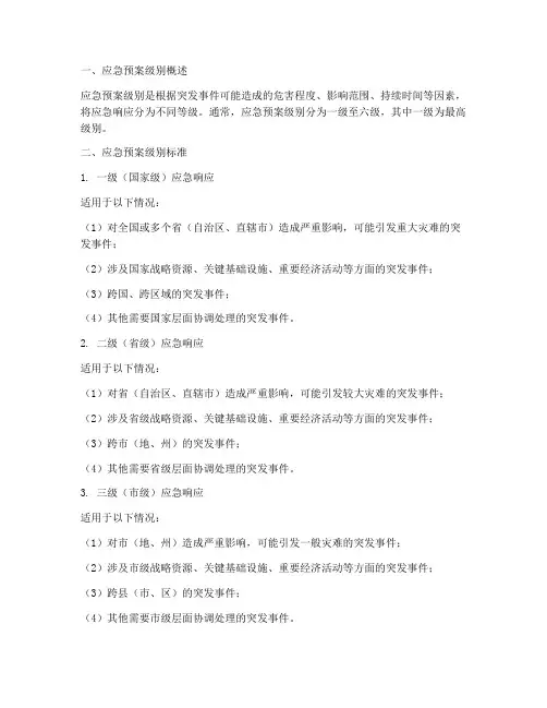 应急预案的级别标准