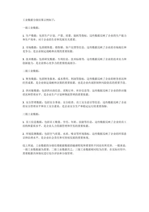工业数据分级结果示例