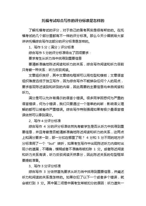 托福考试综合写作的评分标准是怎样的
