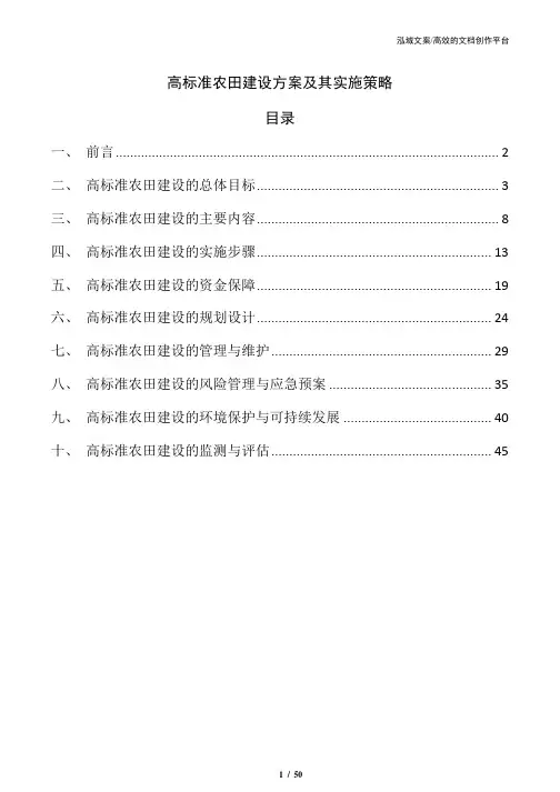 高标准农田建设方案及其实施策略