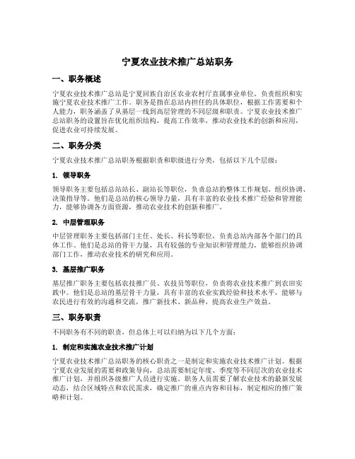 宁夏农业技术推广总站职务