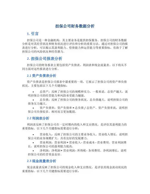 担保公司财务数据分析 担保公司报表分析