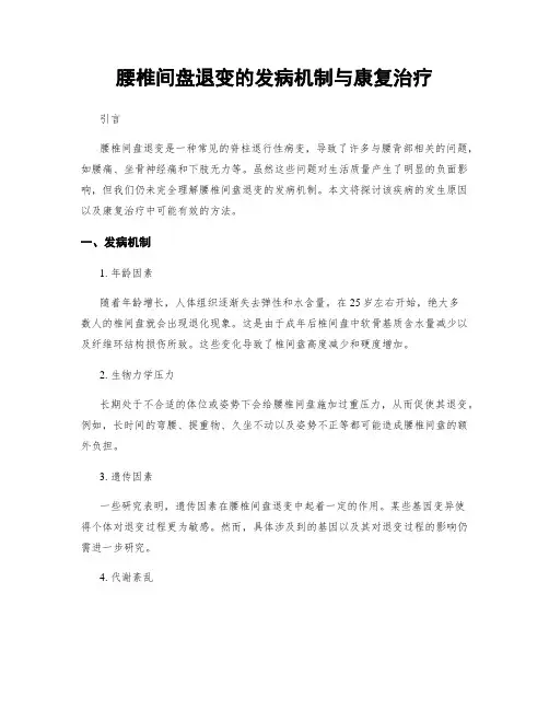 腰椎间盘退变的发病机制与康复治疗