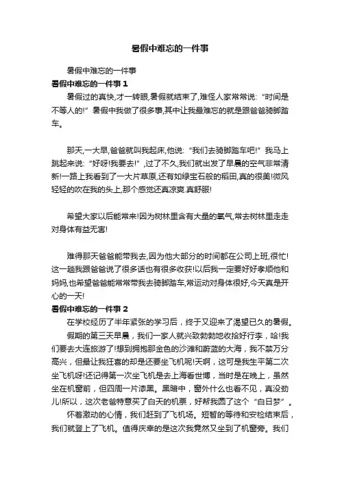 暑假中难忘的一件事