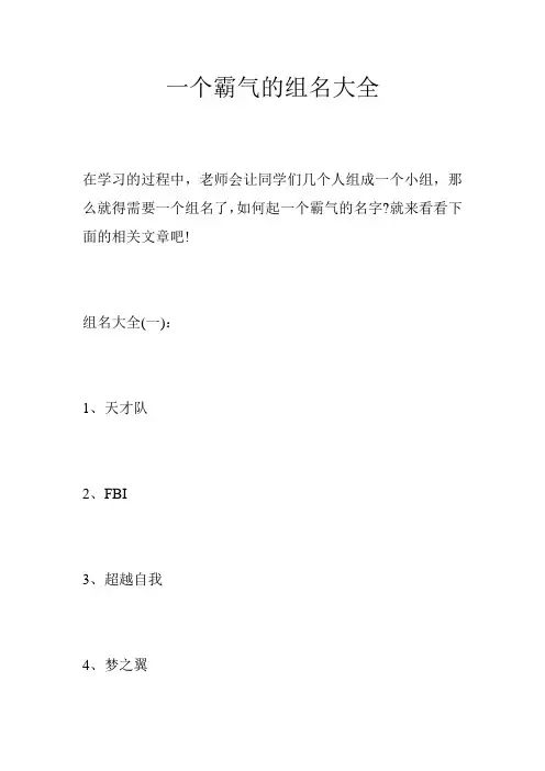 一个霸气的组名大全