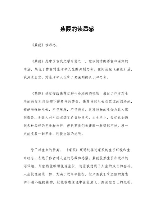 蒹葭的读后感