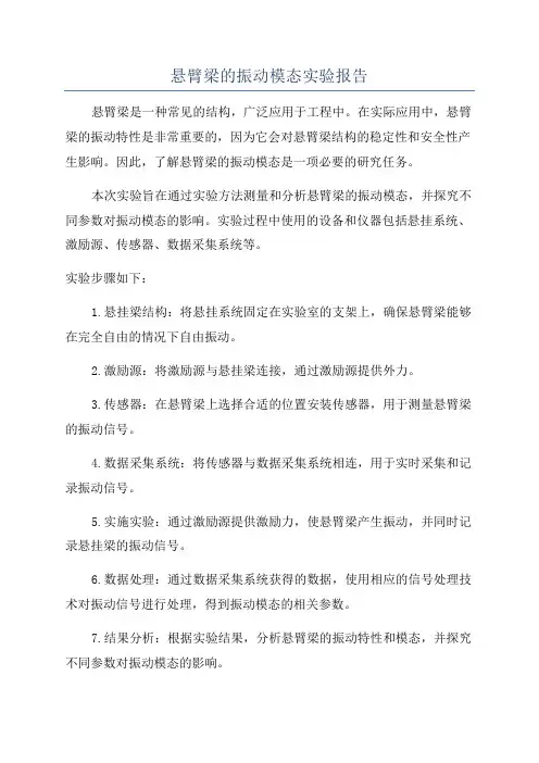 悬臂梁的振动模态实验报告