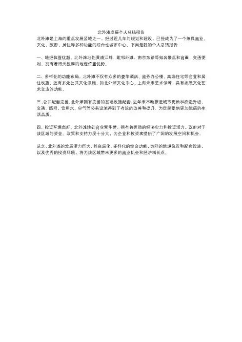 北外滩发展个人总结报告