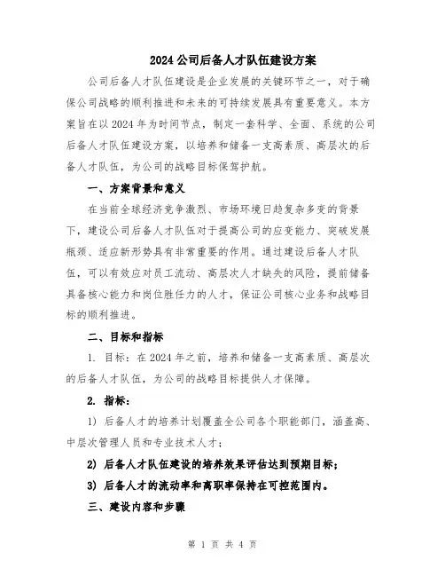 2024公司后备人才队伍建设方案