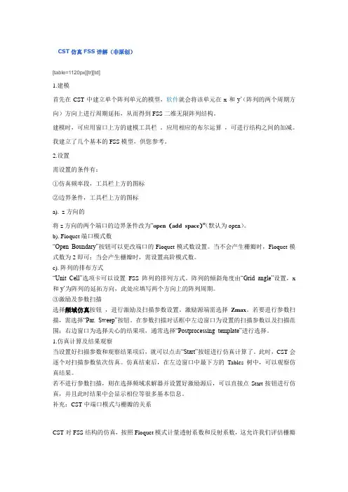 CST仿真FSS详细步骤