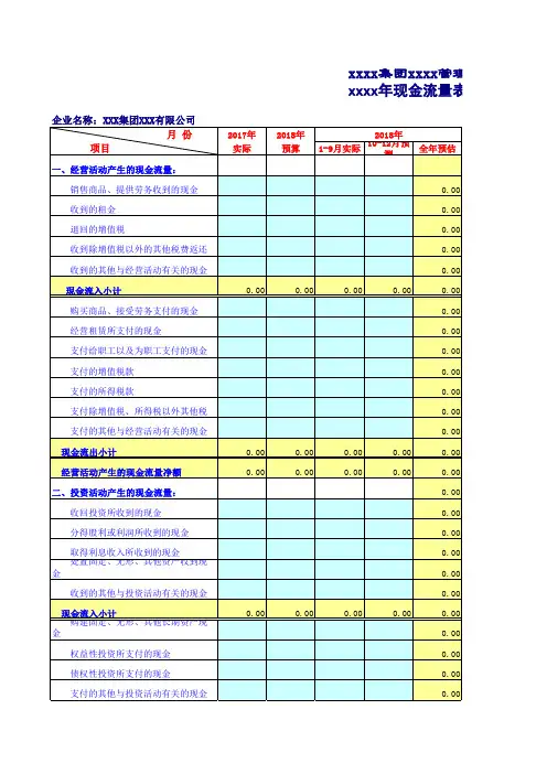 现金流量表预算模板