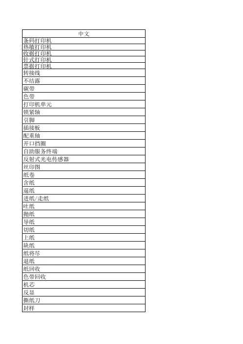 中英对照打印机术语