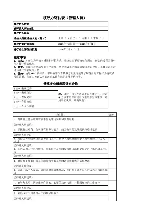 领导力评估表