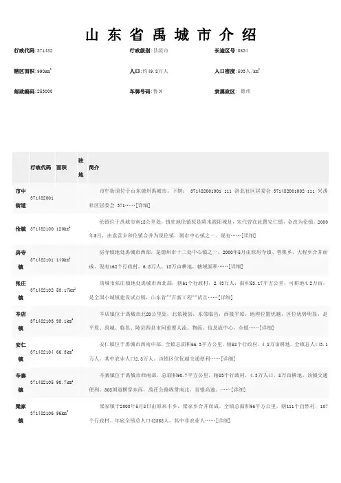 山东省禹城市介绍WPS文字 文档