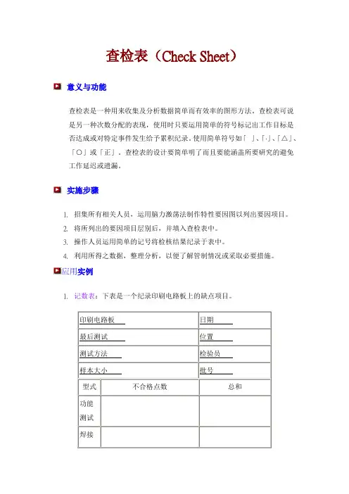 查检表
